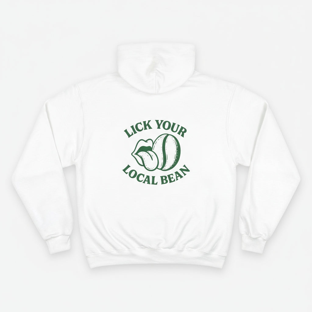 Champion Hooded Sweat Shirt- "Lick Your Local Bean"